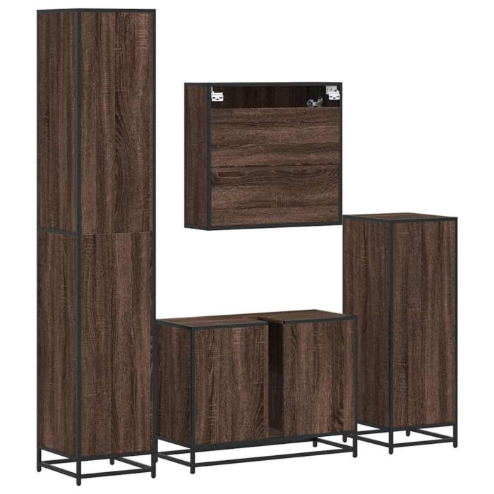 Vidaxl 4 Piece Bathroom Furniture Set Brown Oak Engineered Wood