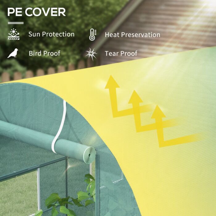 Outsunny Walk-in Greenhouse Reinforced Polytunnel Greenhouse Garden Plants Grow Waterproof Cover Galvanised Base W/ Slide Door, 2.5 X 2 M