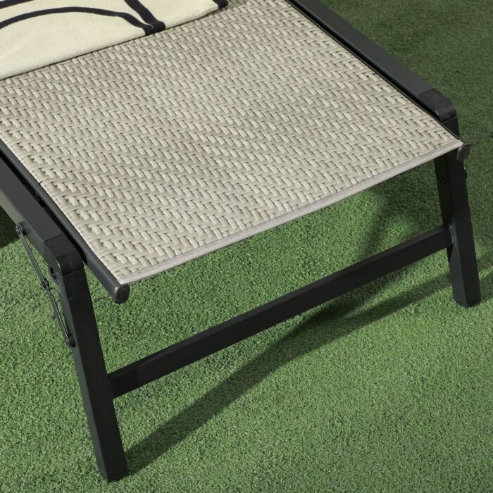 Outsunny Foldable Rattan Sun Lounger With 5-level Adjust Backrest, Recliner Chair, Mixed Grey