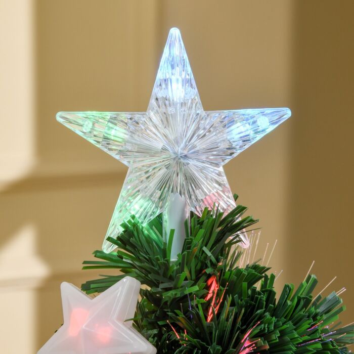 Homcom 4ft 120cm Fiber Optic Xmas Tree Artificial Christmas Tree W/ Stars