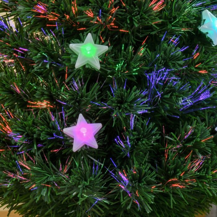 Homcom 4ft 120cm Fiber Optic Xmas Tree Artificial Christmas Tree W/ Stars