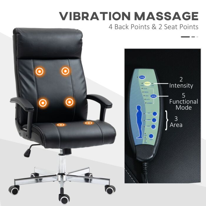 Vinsetto Massage Office Chair, High-back Vibrationcomputer Chair With Tilt Function, Remote Control And Adjustable Height, Black