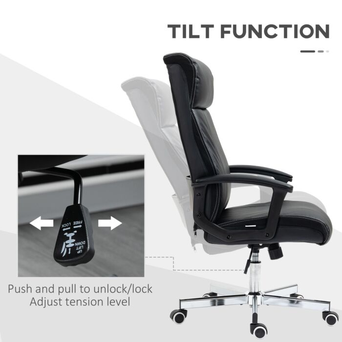 Vinsetto Massage Office Chair, High-back Vibrationcomputer Chair With Tilt Function, Remote Control And Adjustable Height, Black