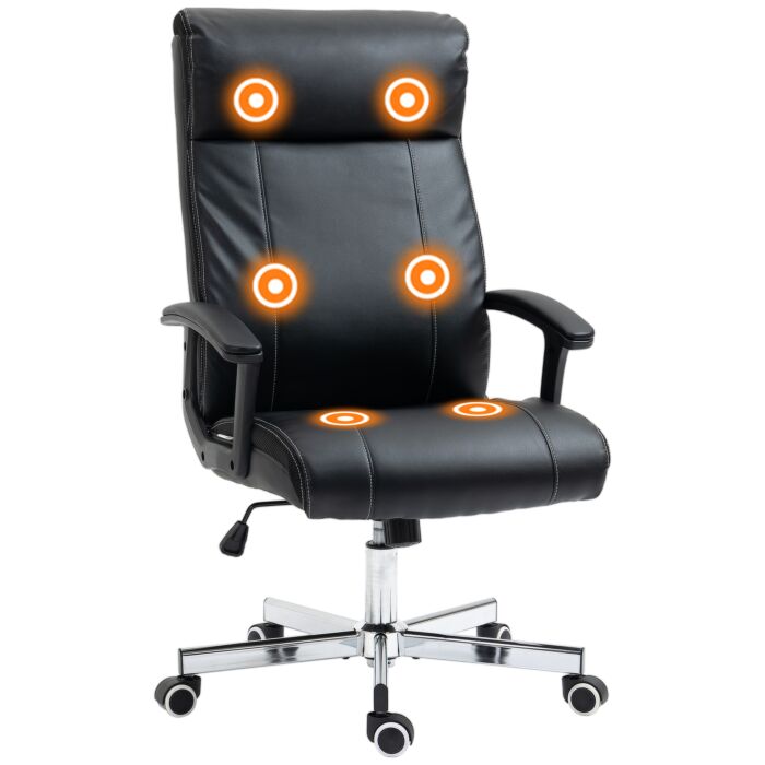 Vinsetto Massage Office Chair, High-back Vibrationcomputer Chair With Tilt Function, Remote Control And Adjustable Height, Black