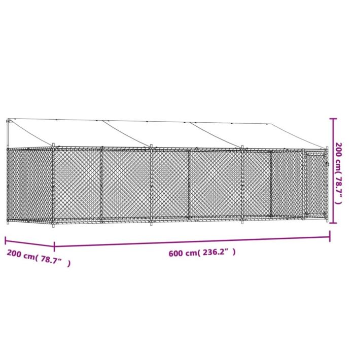 Vidaxl Dog Cage With Roof And Door Grey 6x2x2 M Galvanised Steel