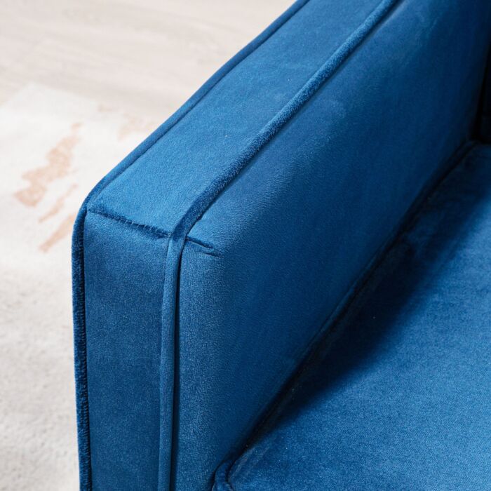 Homcom Modern Convertible Sofa Futon Velvet-touch Tufted Couch Compact Loveseat With Adjustable Split Back, Blue