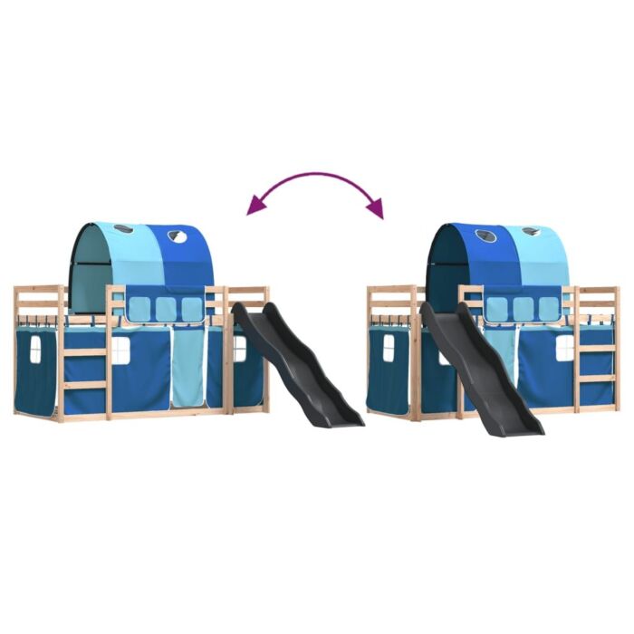 Vidaxl Bunk Bed With Slide And Curtains Blue 90x190 Cm