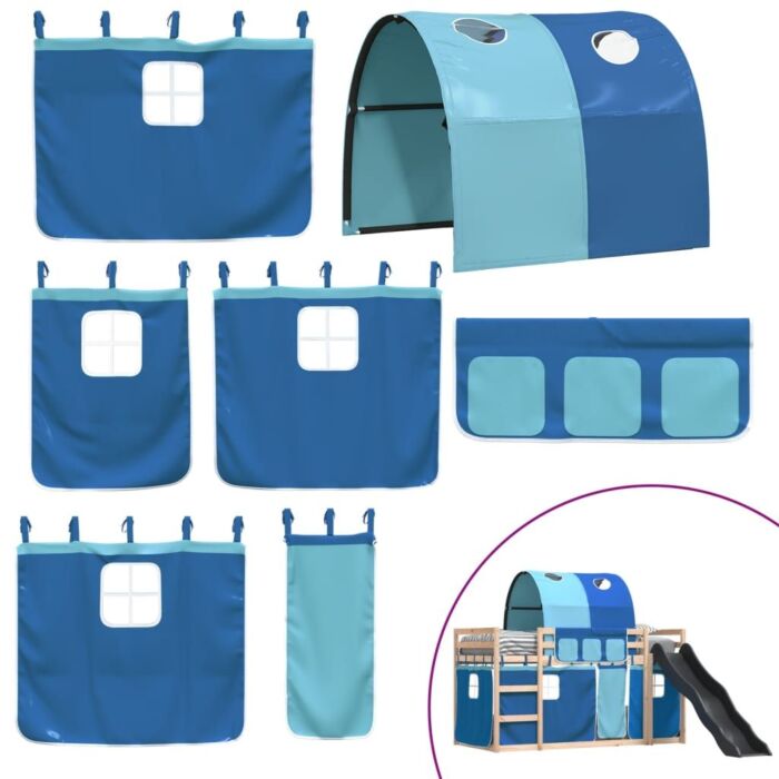 Vidaxl Bunk Bed With Slide And Curtains Blue 90x190 Cm