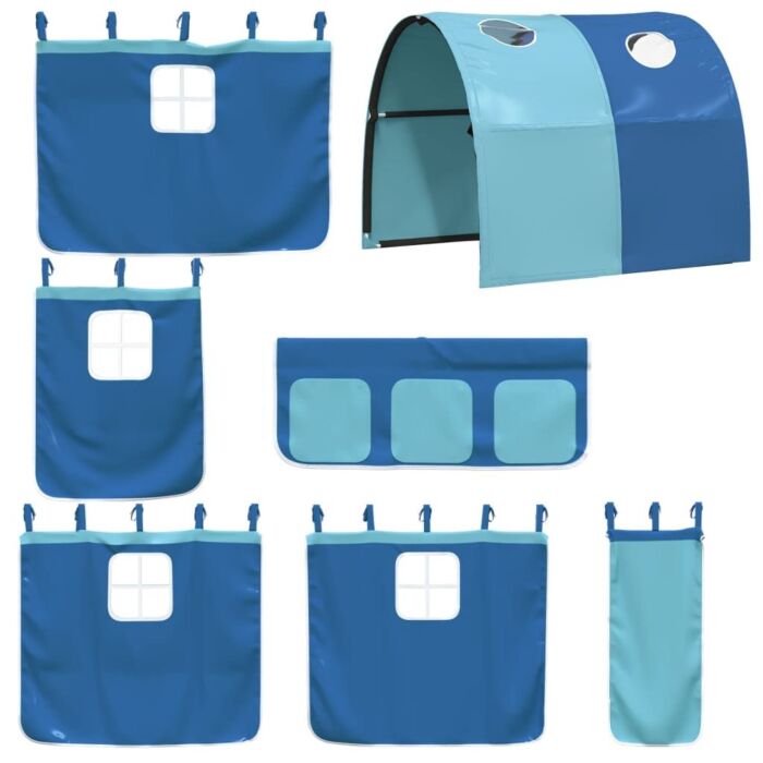 Vidaxl Bunk Bed With Slide And Curtains Blue 90x190 Cm