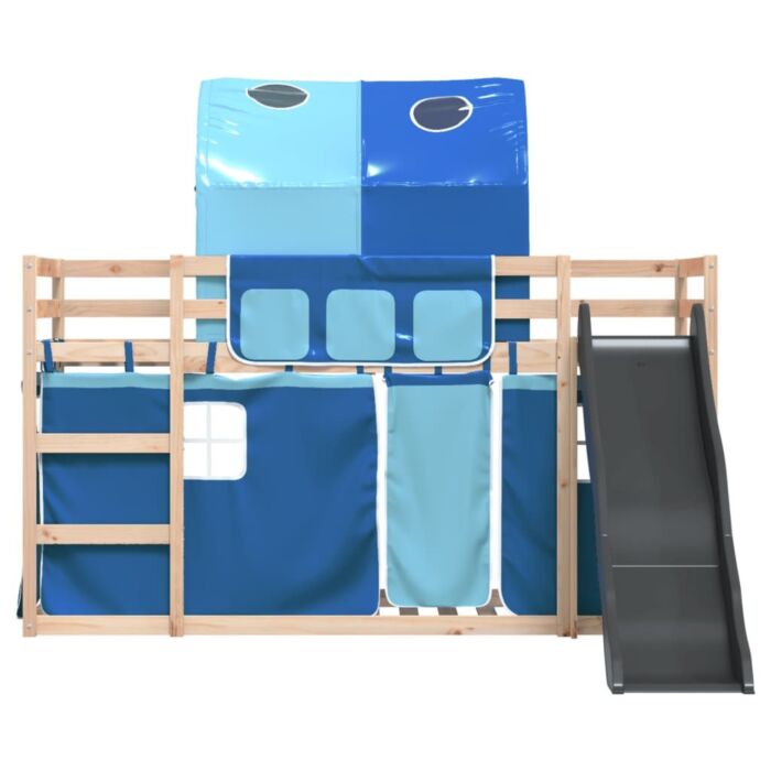 Vidaxl Bunk Bed With Slide And Curtains Blue 90x190 Cm