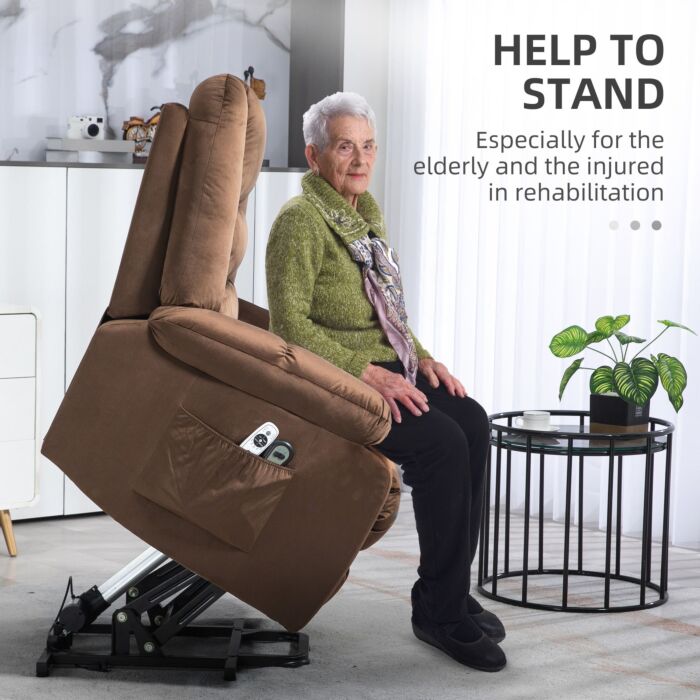 Homcom Lift Chair, Quick Assembly, Electric Riser And Recliner Chair With Vibration Massage, Heat, Side Pockets, Brown