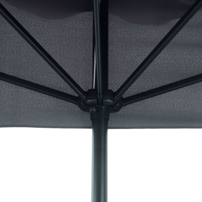 Outsunny 2.3m Half Parasol Semi Round Umbrella Patio Metal Frame Crank Handle For Balcony-- No Base Included, Grey