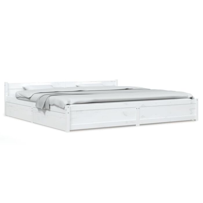 Vidaxl Bed Frame With Drawers White 200x200 Cm