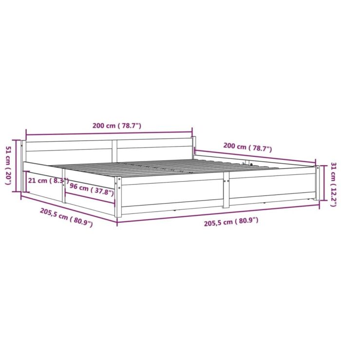 Vidaxl Bed Frame With Drawers White 200x200 Cm