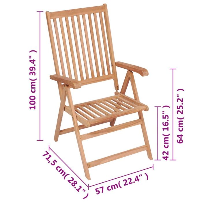 Vidaxl Reclining Garden Chairs 4 Pcs Solid Teak Wood