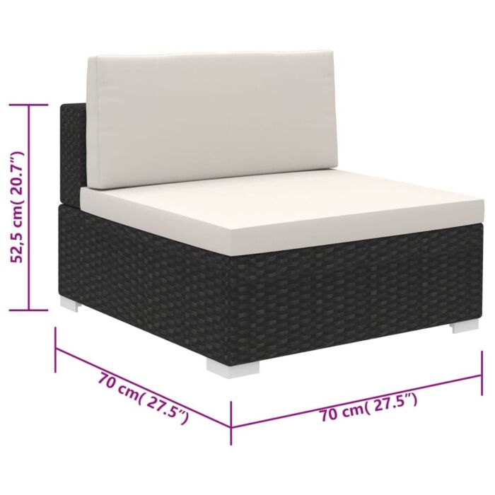 Vidaxl 6 Piece Garden Lounge Set With Cushions Poly Rattan Black
