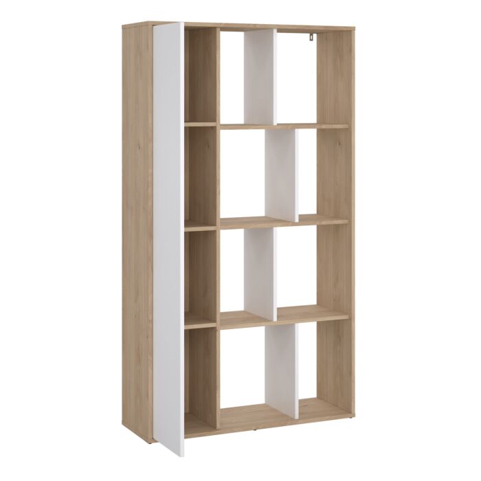 Maze Bookcase With 1 Door In Jackson Hickory And White High Gloss