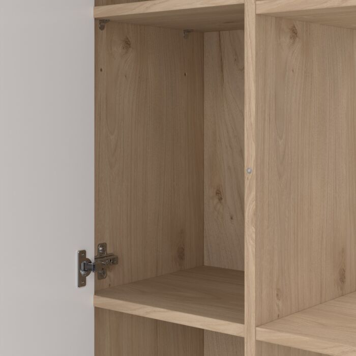 Maze Bookcase With 1 Door In Jackson Hickory And White High Gloss