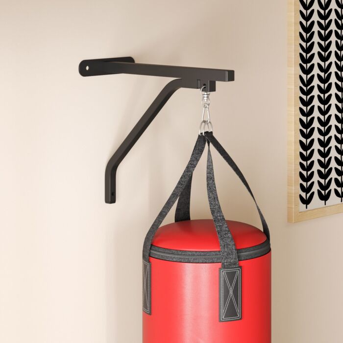 Sportnow Unfilled Punching Bag Set With Boxing Bag Bracket, Boxing Gloves, Hand Wraps And 360° Swivel Hook