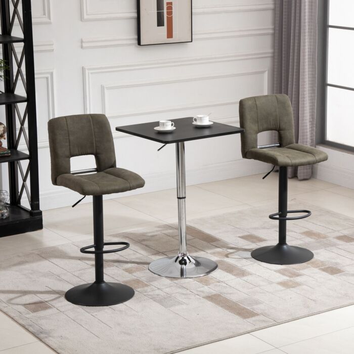 Homcom Modern Height Adjustable Counter Bar Table With 360° Swivel Tabletop And Electroplating Metal Base, Pub Desk, Black And Silver