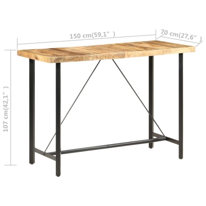 Vidaxl Bar Table 150x70x107 Cm Rough Mango Wood