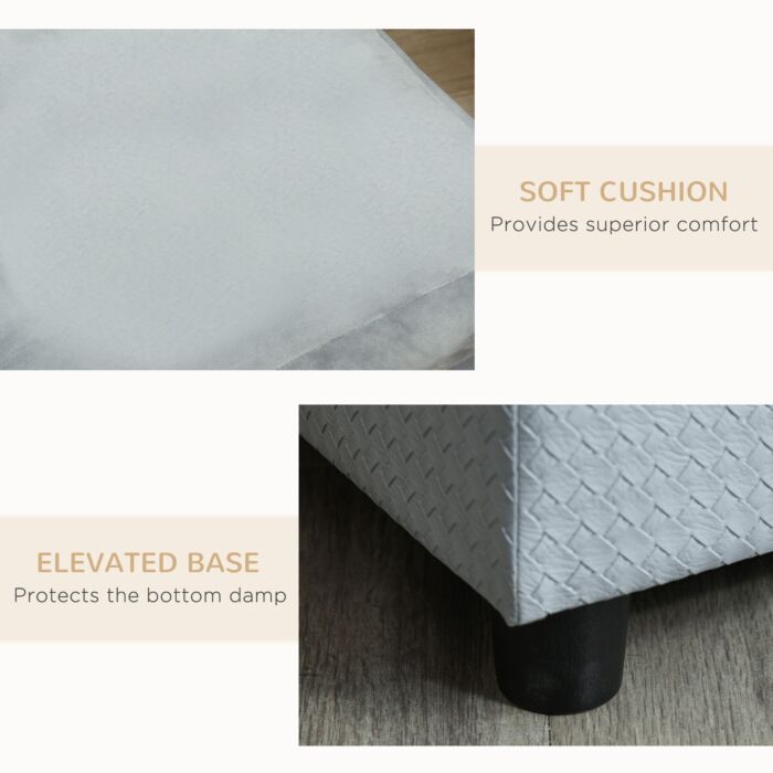 Pawhut Dog Sofa With Storage, Pet Chair For Small Dogs, Cat Couch With Soft Cushion, Light Blue, 76 X 45 X 41.5 Cm