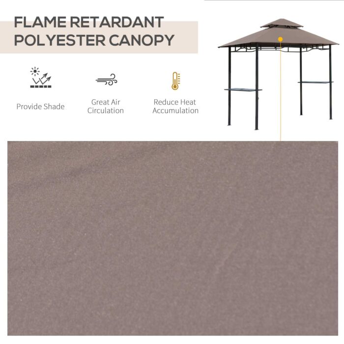 Outsunny 8 Ft Double-tier Bbq Gazebo Grill Canopy Barbecue Tent Shelter Patio Deck Cover - Coffee