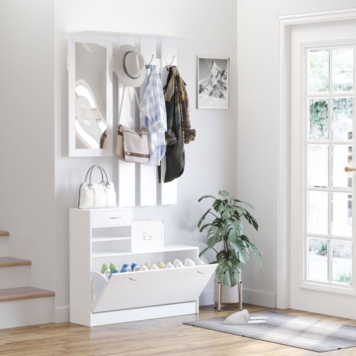 Homcom Entryway Furniture Set-white
