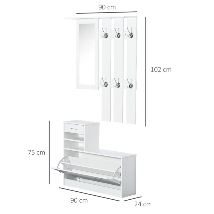 Homcom Entryway Furniture Set-white