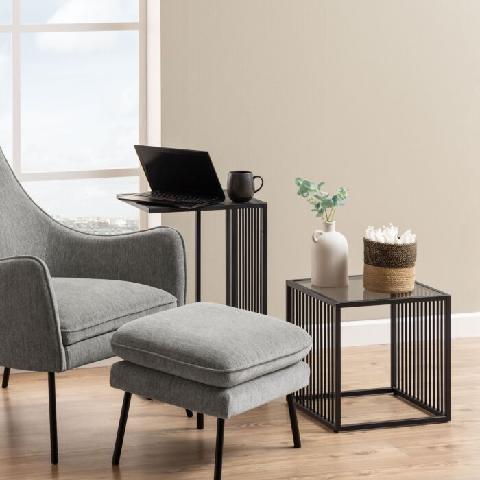 Strington Side Table In Black With Glass Top