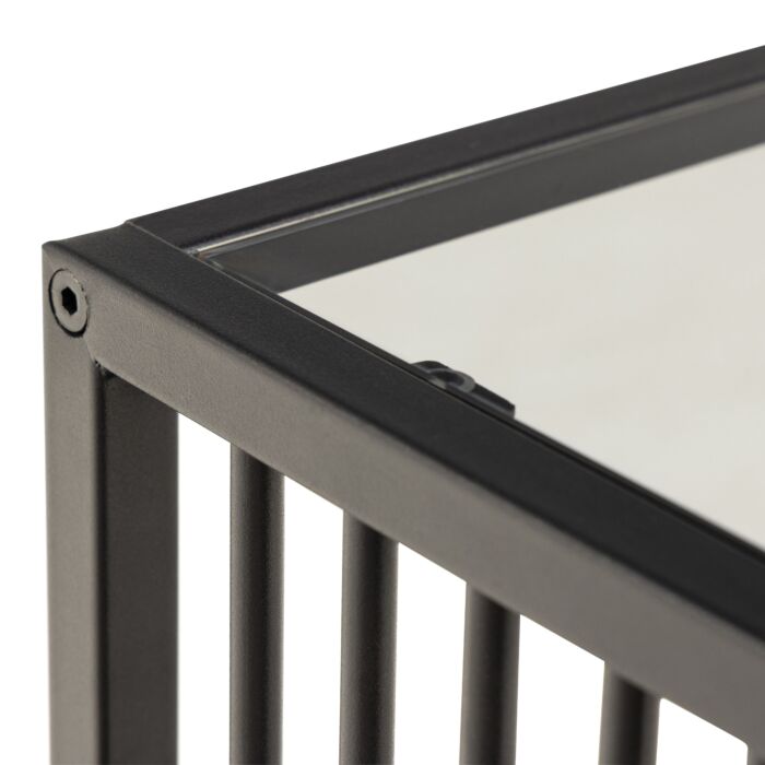 Strington Side Table In Black With Glass Top
