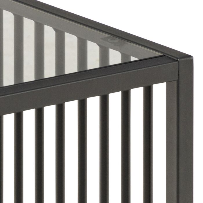 Strington Side Table In Black With Glass Top