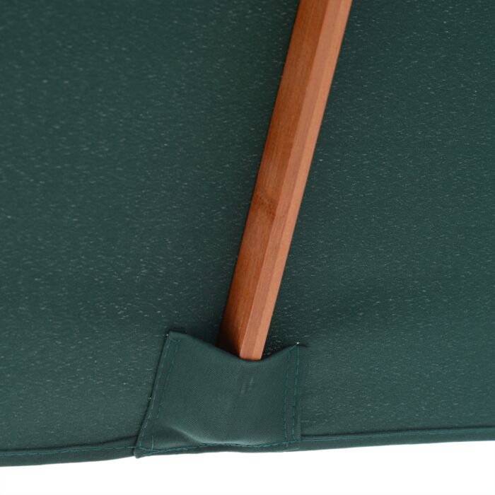 Outsunny Garden Umbrella Patio Umbrella Market Parasol, Outdoor Sunshade 6 Ribs W/ Wood And Bamboo Frame, Brown Green