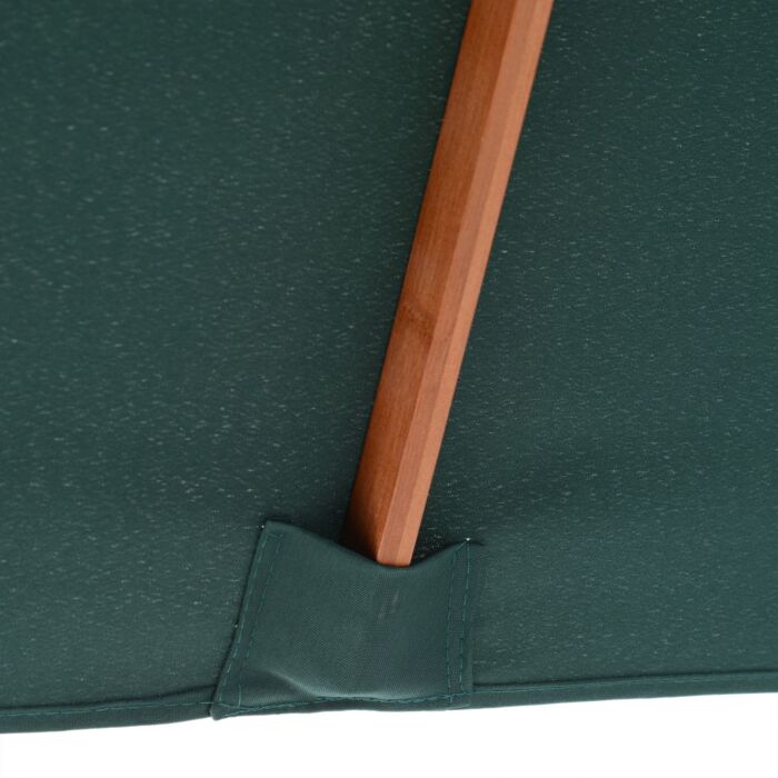 Outsunny Garden Umbrella Patio Umbrella Market Parasol, Outdoor Sunshade 6 Ribs W/ Wood And Bamboo Frame, Brown Green