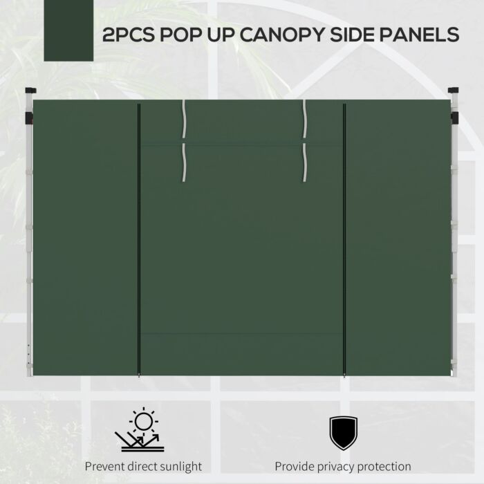 Outsunny Gazebo Side Panels, 2 Pack Sides Replacement, For 3x3(m) Or 3x6m Pop Up Gazebo, With Windows And Doors, Green