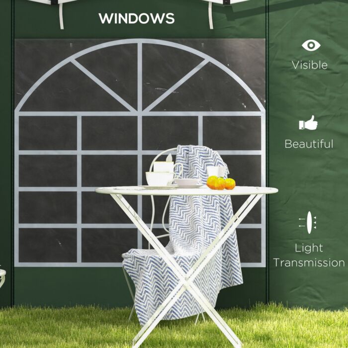 Outsunny Gazebo Side Panels, 2 Pack Sides Replacement, For 3x3(m) Or 3x6m Pop Up Gazebo, With Windows And Doors, Green