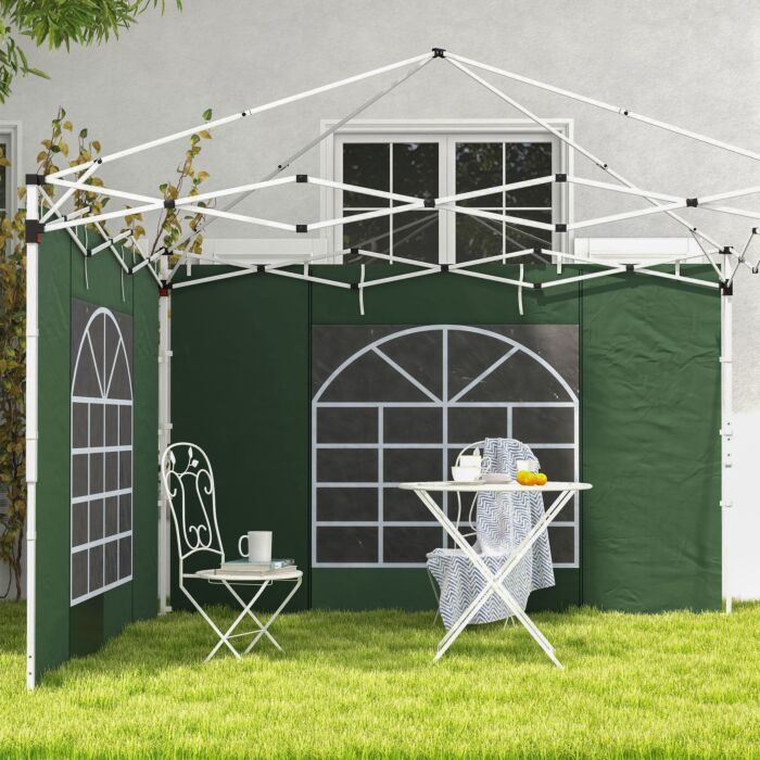 Outsunny Gazebo Side Panels, 2 Pack Sides Replacement, For 3x3(m) Or 3x6m Pop Up Gazebo, With Windows And Doors, Green
