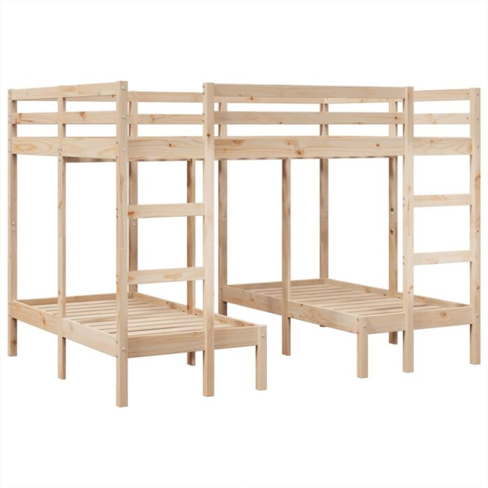 Vidaxl Triple Bunk Bed Frame 140x200/70x140 Cm Solid Wood Pine