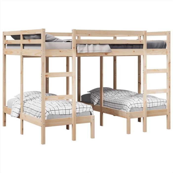 Vidaxl Triple Bunk Bed Frame 140x200/70x140 Cm Solid Wood Pine