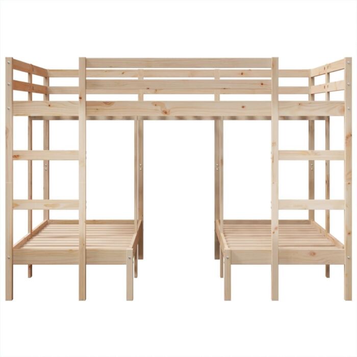 Vidaxl Triple Bunk Bed Frame 140x200/70x140 Cm Solid Wood Pine