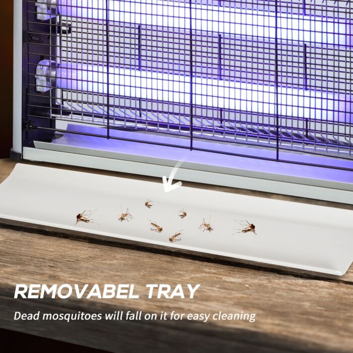 Outsunny Free Standing Wall Hanging 30w Electric Fly Mosquito Killer 60m2 Coverage Electric Fly Zapper, Bug Zapper, Insect Killer Silver