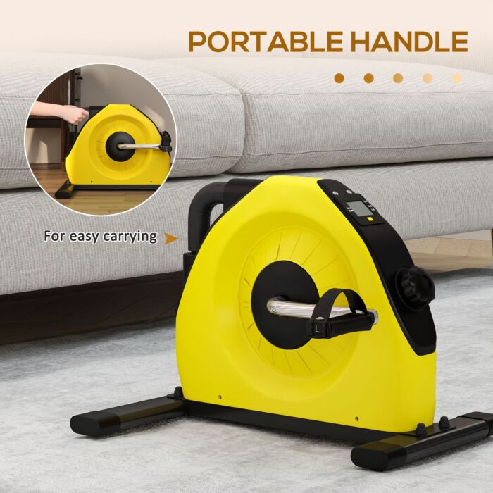 Sportnow Mini Exercise Bike, Portable Pedal Exerciser With Lcd Display For Legs And Arms Rehabilitation And Therapy, Yellow