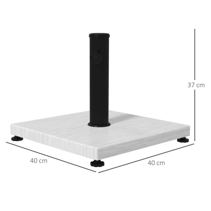 Outsunny 12kg Garden Parasol Base With Adjustable Foot Pad, Concrete Umbrella Stand With Wood Effect Decorative Base And Adjustable Knob