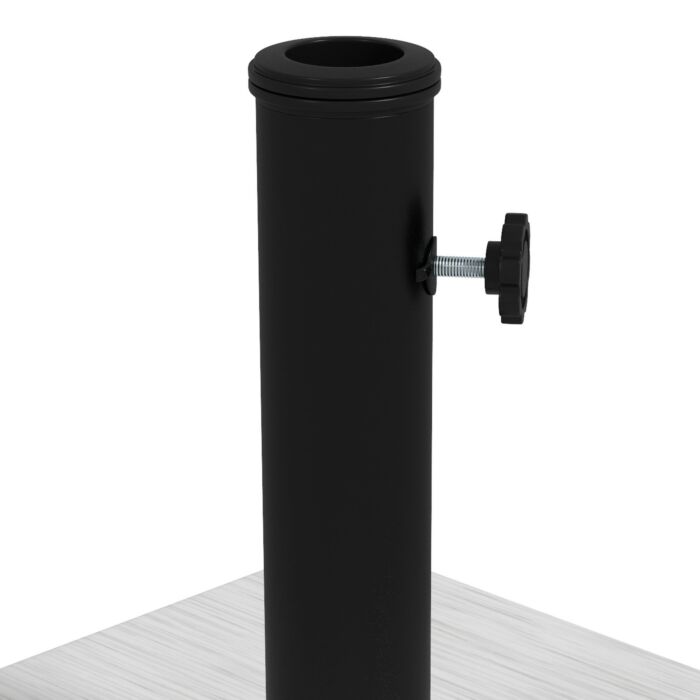 Outsunny 12kg Garden Parasol Base With Adjustable Foot Pad, Concrete Umbrella Stand With Wood Effect Decorative Base And Adjustable Knob