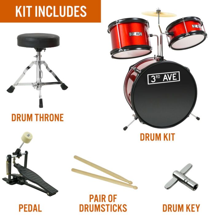 3rd Avenue 3 Piece Junior Drum Kit