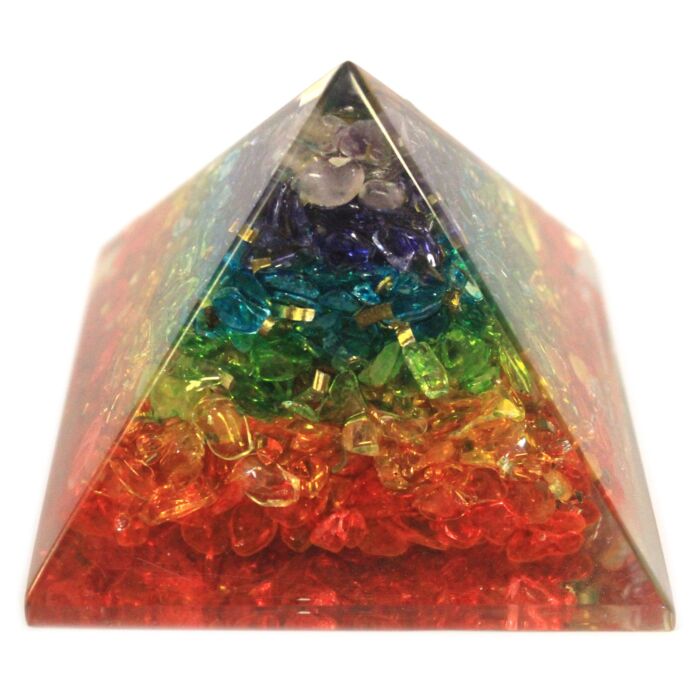 Lrg Orgonite Pyramid 7cm - Chakra Gemchips