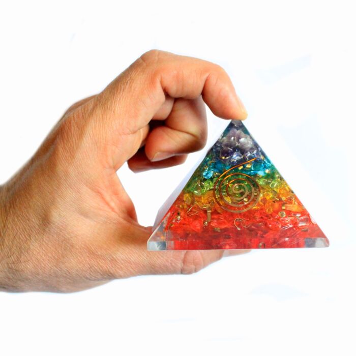 Lrg Orgonite Pyramid 7cm - Chakra Gemchips