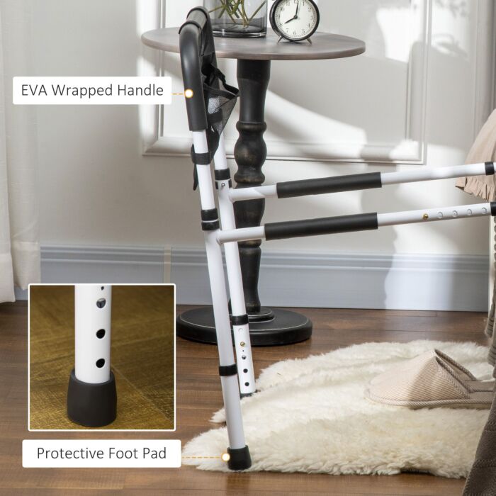 Homcom Safety Bed Rail, Height Adjustable Bed Assist Rail With Storage Pocket, Grab Bar, White
