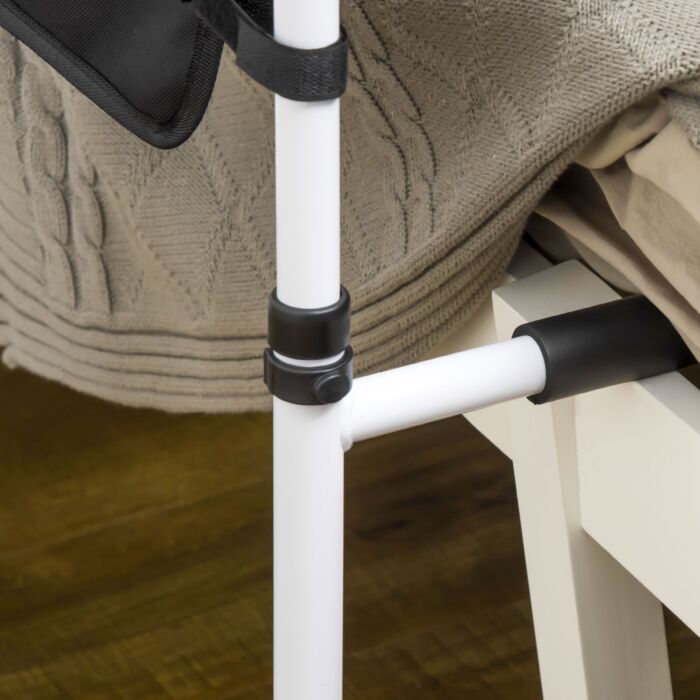 Homcom Safety Bed Rail, Height Adjustable Bed Assist Rail With Storage Pocket, Grab Bar, White