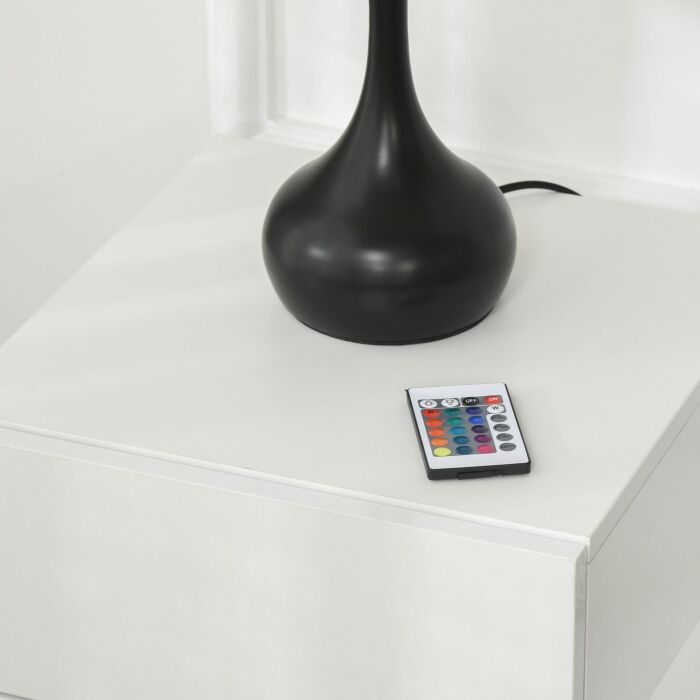 Homcom High Gloss Front Bedside Cabinets With Drawers, Nightstand With Rgb Led Light And Remote White